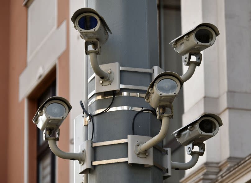 Video cameras control the Marxloh district at the city of Duisburg, May 2017