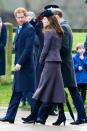 <p>The Duchess attended a post-Christmas service at St. Mary Magdalene Church in a sophisticated, tweed suit by Michael Kors, adding a royal blue hat and gloves to complete the look.</p>