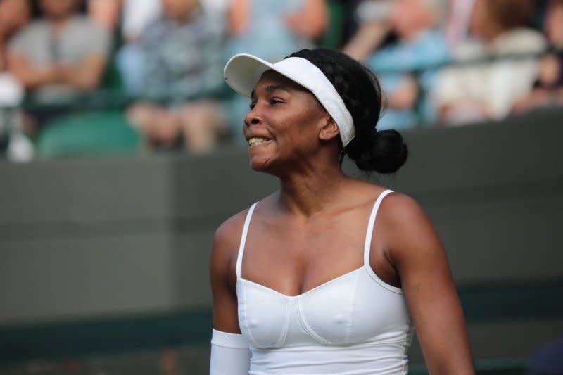 Venus Williams plays against fellow American Cori Gauff at Wimbledon on July 1, 2019. Williams turns 44 on June 17. File Photo by Hugo Philpott/UPI