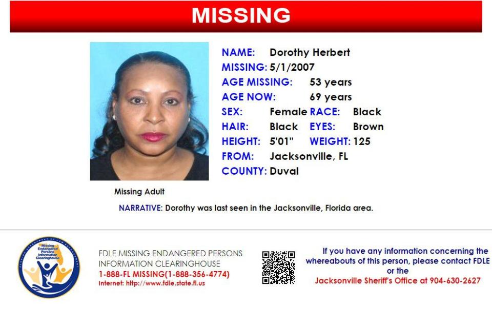 Dorothy Herbert was reported missing from Jacksonville on May 1, 2007.