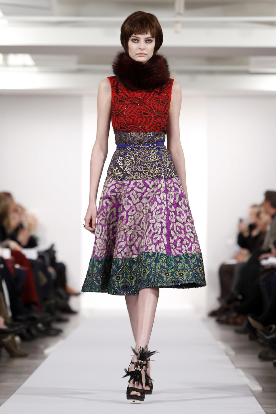 The Oscar de la Renta Fall 2014 collection is modeled during Fashion Week in New York, Tuesday, Feb. 11, 2014. (AP Photo/Jason DeCrow)