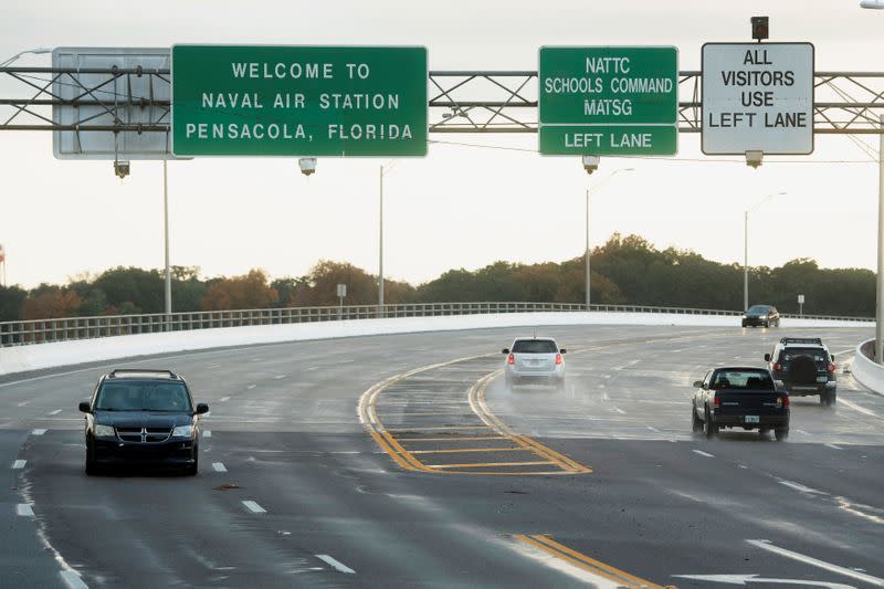 Traffic after a shooting at Naval Air Station Pensacola