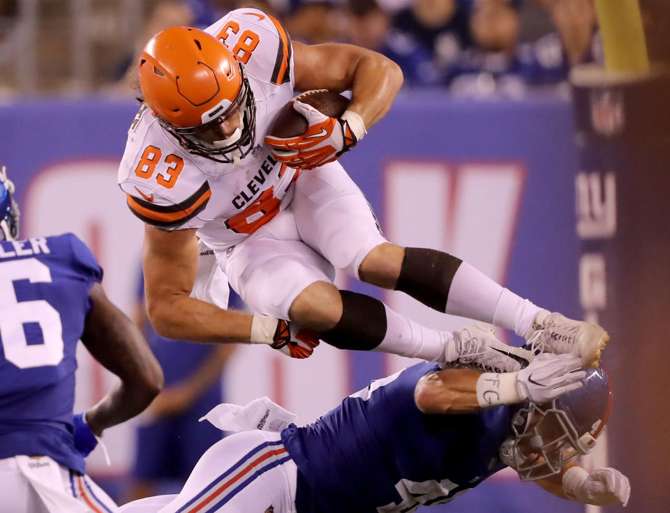 Devon Cajuste spent the 2018 NFL preseason with the Cleveland Browns, but did not make the final 53-man roster. (Getty)