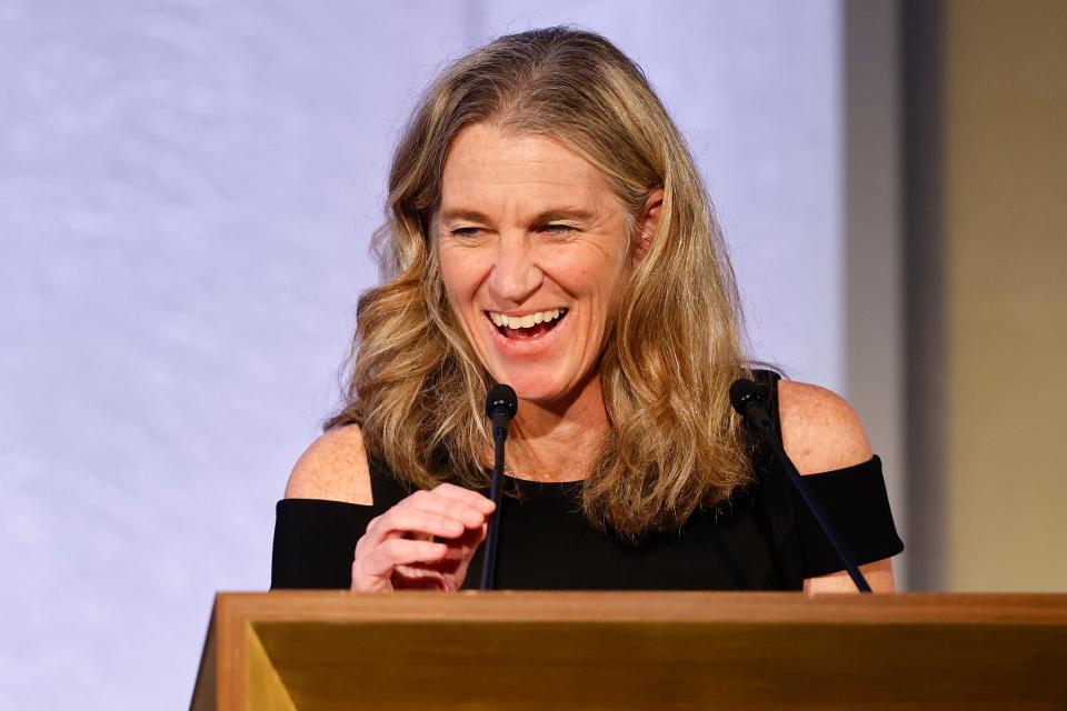 LPGA commissioner Mollie Marcoux Samaan speaks to the crowd during the LPGA Rolex Players Awards at the Ritz-Carlton Golf Resort on November 18, 2021 in Naples, Florida. (Photo by Michael Reaves/Getty Images)