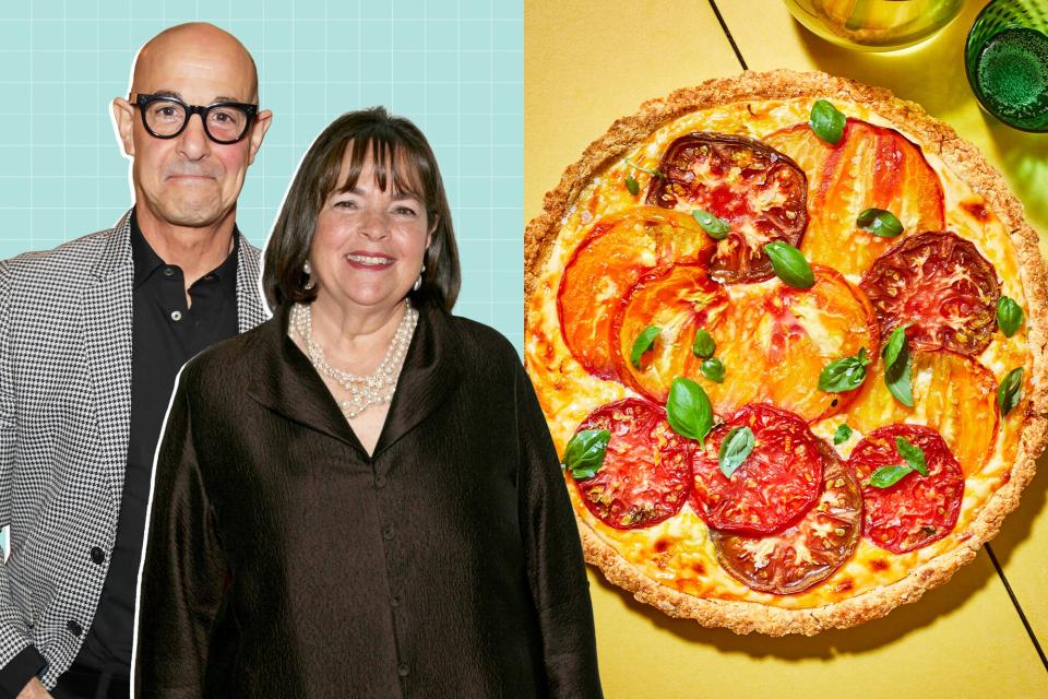 Stanley Tucci &amp; Ina Garten next to a tomato tart