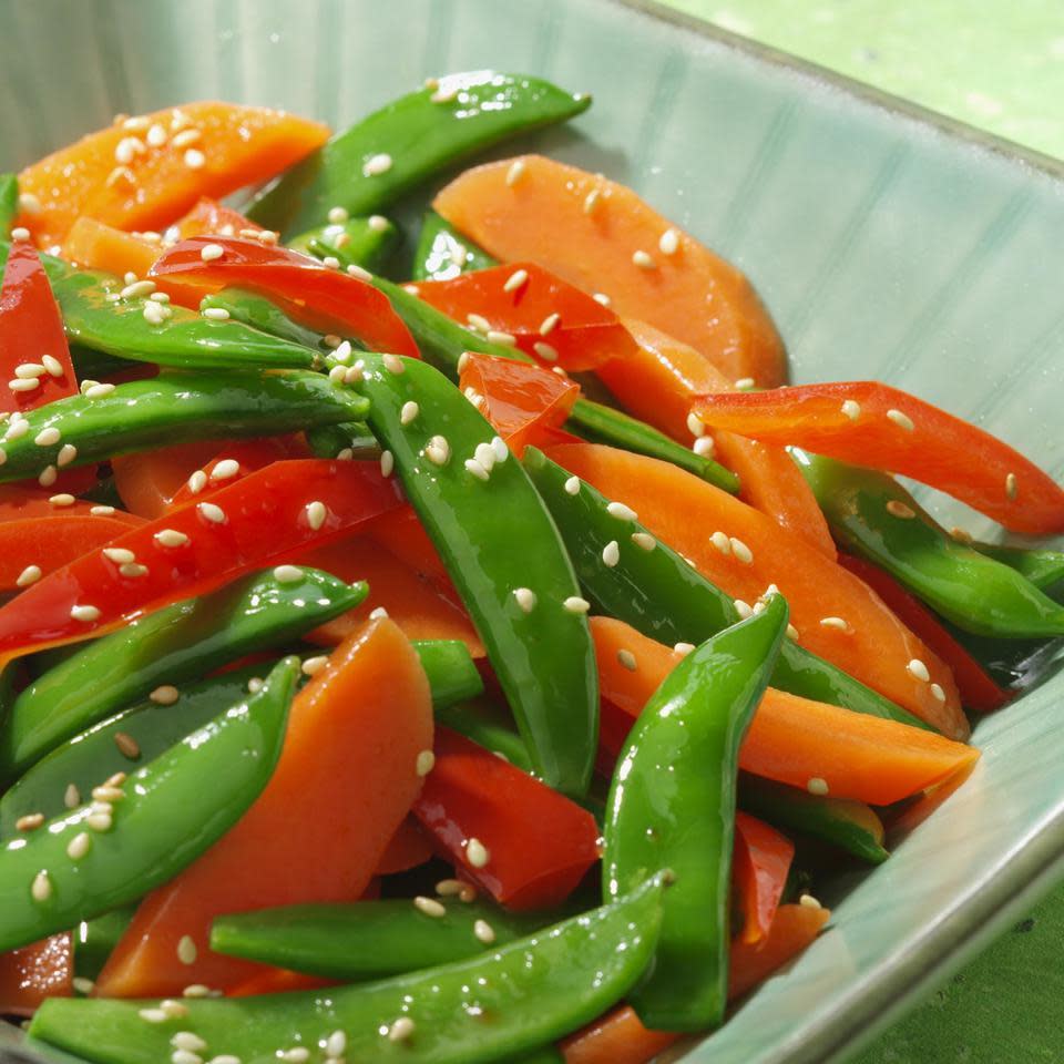 Sesame Snap Peas with Carrots & Peppers