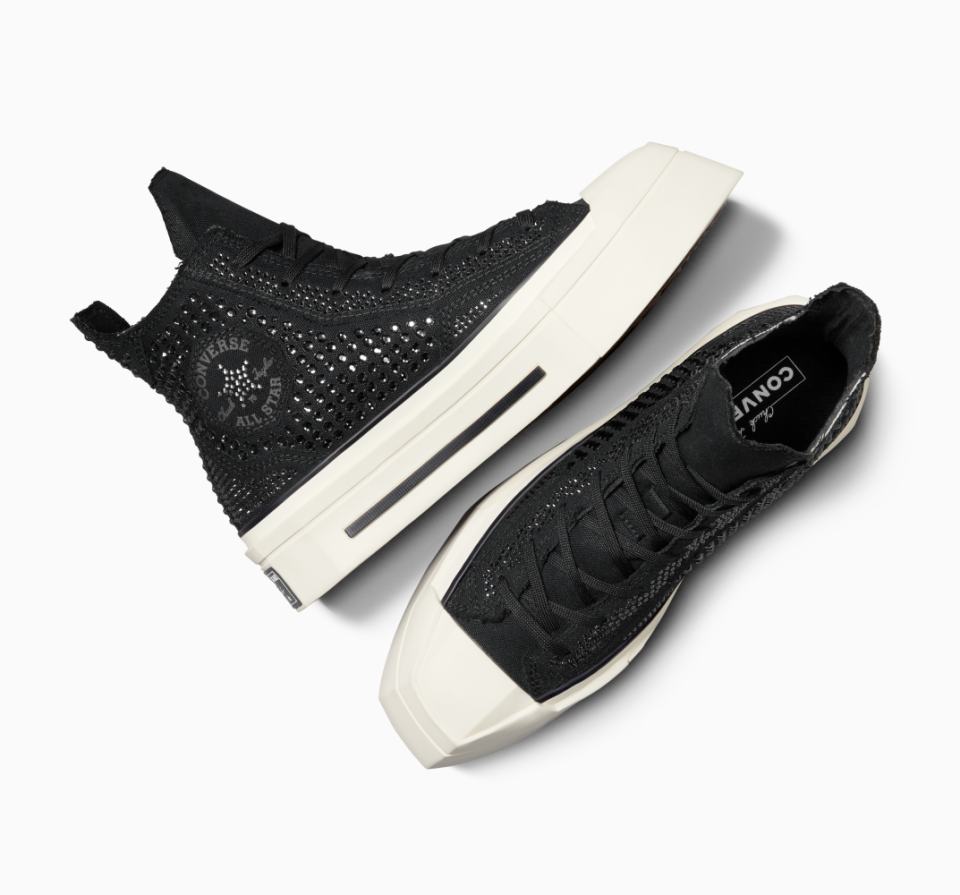 <p>Each pair of the Chuck 70 De Luxe Squared sneakers with Swarovski crystals features over 1,300 individual encrusted Swarovski crystals and a redesigned angular rubber toecap.</p>