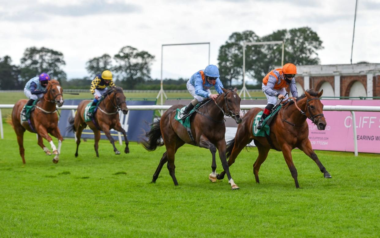 Soldierpoy and Ben Curtis win the RacingTV Profits Returned To Racing Novice Auction Stakes at Thirsk Racecourse - PA