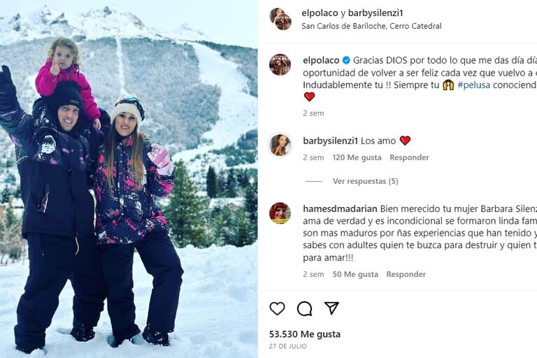 La última publicación que compartió El Polaco junto a Barby Silenzi en su perfil