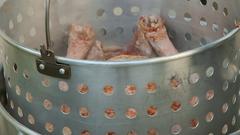 Turkey in steamer pot