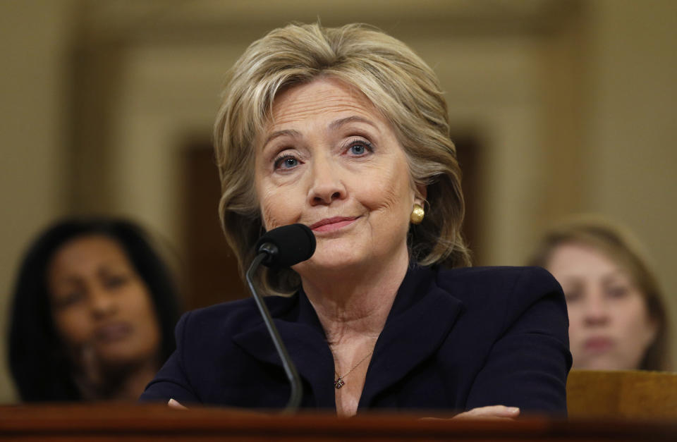 Democratic presidential candidate Hillary Clinton listens to a question as she testifies before the House Select Committee on Benghazi, on Capitol Hill in Washington October 22, 2015. The congressional committee is investigating the deadly 2012 attack on the U.S. diplomatic mission in Benghazi, Libya, when Clinton was the secretary of state.         REUTERS/Jonathan Ernst