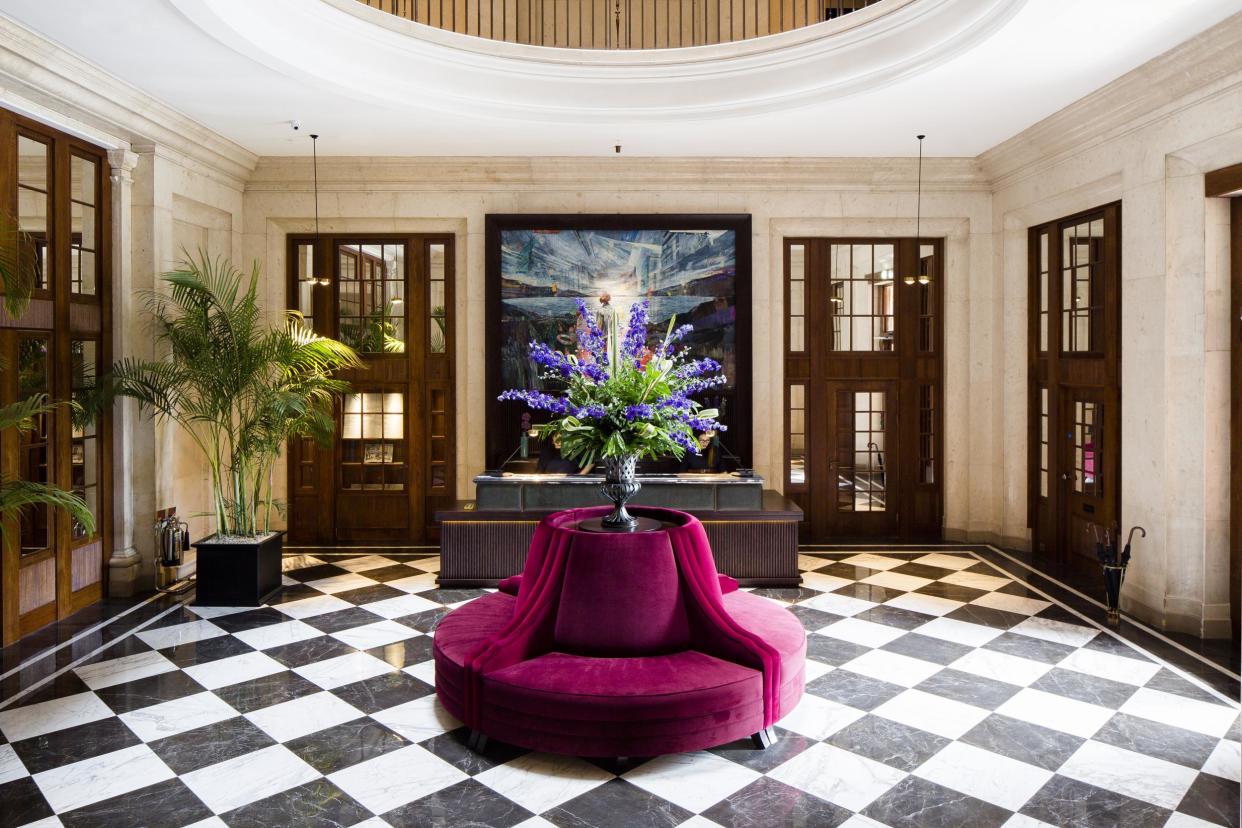 The funky lobby of the Edinburgh Grand hotel