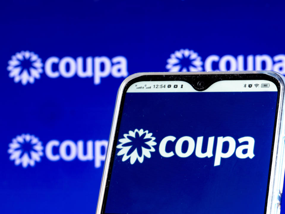 UKRAINE - 2021/02/01: In this photo illustration a Coupa Software, Inc. logo is seen displayed on a smartphone screen. (Photo Illustration by Igor Golovniov/SOPA Images/LightRocket via Getty Images)