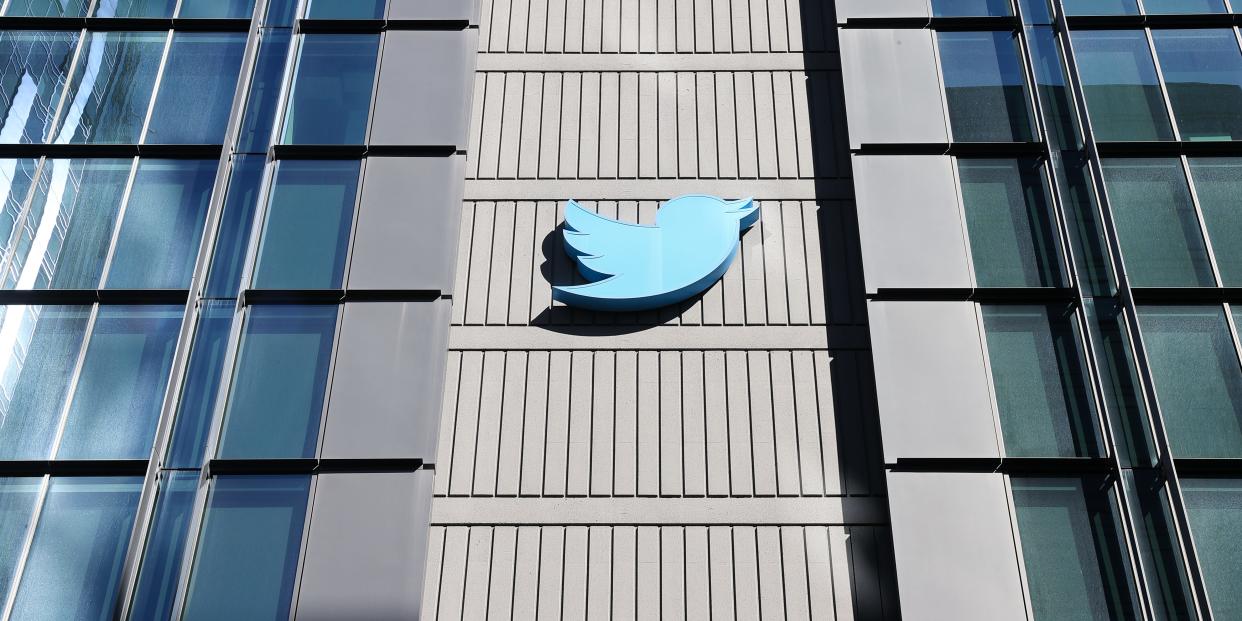 Twitter logo on building