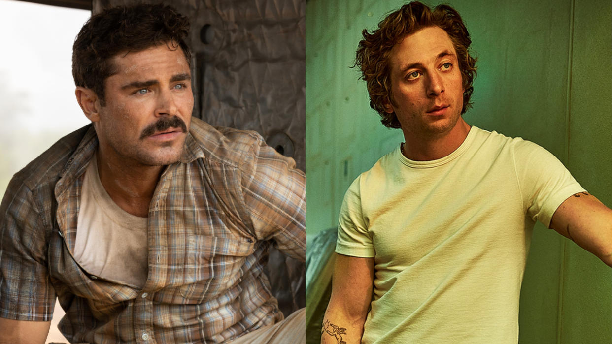  Zac Efron in The Greatest Beer Run Ever and Jeremy Allen White in The Bear, pictured side by side. 