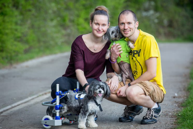 Puffy with her owners, Michael and Danielle Cass (Picture: SWNS)