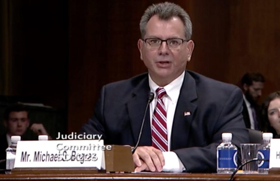 District court nominee Michael Bogren testifies in his Senate confirmation hearing in May 2019. (Photo: CSPAN)