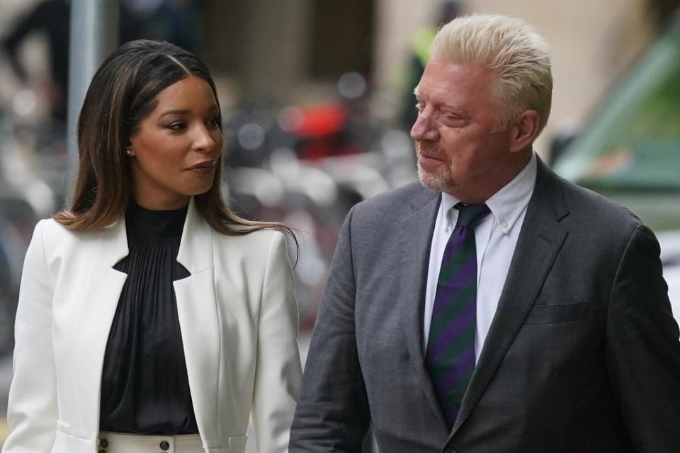 Boris Becker, arrives alongside partner Lilian de Carvalho Monteiro (Victoria Jones/PA) (PA Wire)