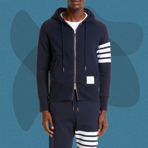 <p>Courtesy of Nordstrom</p><p>If money is truly no object, there’s always Thom Browne. The American designer makes just about the priciest cotton terry hoodie we’ve ever seen, but the attention to detail is immaculate. There’s gold-tone metal hardware and a two-way front zip for greater comfort, combined with Browne’s penchant for shrunken silhouettes. But let’s face it, the not-so-subtle flex of the four-bar logo with red, white, and blue piping is what you’re really paying for. Thom Browne also offers a <a href="https://click.linksynergy.com/deeplink?id=b8woVWHCa*0&mid=1237&u1=mj-besthoodies-jzavaleta-080423-update&murl=https%3A%2F%2Fwww.nordstrom.com%2Fs%2Fthom-browne-stripe-jogger-pants%2F4335989%3F" rel="nofollow noopener" target="_blank" data-ylk="slk:matching pair of sweatpants;elm:context_link;itc:0;sec:content-canvas" class="link ">matching pair of sweatpants</a>, so you can dress like the world’s richest little league coach.</p><p>[$890; <a href="https://click.linksynergy.com/deeplink?id=Cb9jYNJMbIo&mid=1237&u1=mj-besthoodies-jzavaleta-080423-update&murl=https%3A%2F%2Fwww.nordstrom.com%2Fs%2Fthom-browne-classic-4-bar-zip-cotton-hoodie%2F4335994" rel="nofollow noopener" target="_blank" data-ylk="slk:nordstrom.com;elm:context_link;itc:0;sec:content-canvas" class="link ">nordstrom.com</a>]</p>