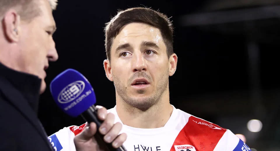 Pictured here is Ben Hunt after an NRL game for the Dragons in 2023.