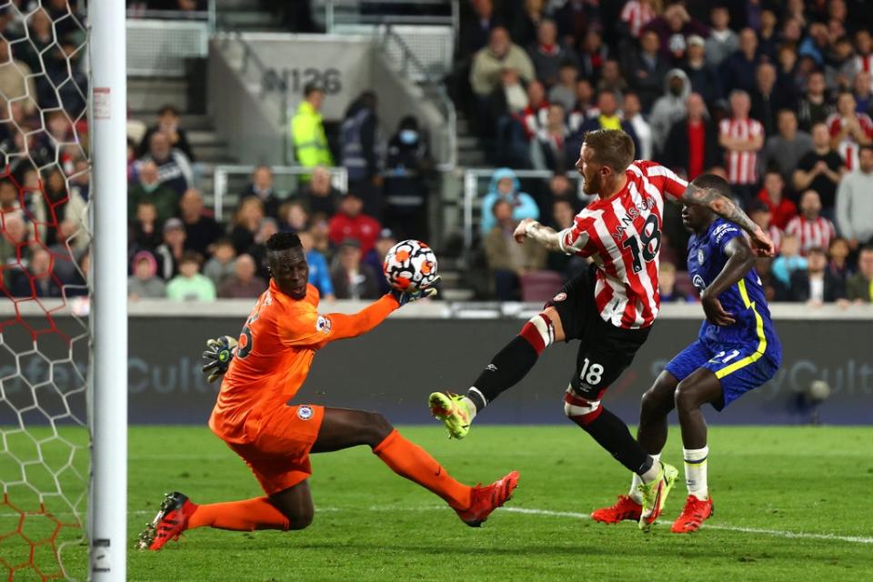 Mendy makes one of his many saves, this time denying Pontus Jansson (Getty Images)