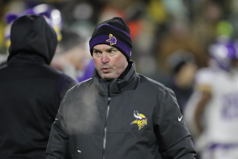 Minnesota Vikings head coach Mike Zimmer is seen before an NFL football game against the Green Bay Packers Sunday, Jan. 2, 2022, in Green Bay, Wis. (AP Photo/Aaron Gash)