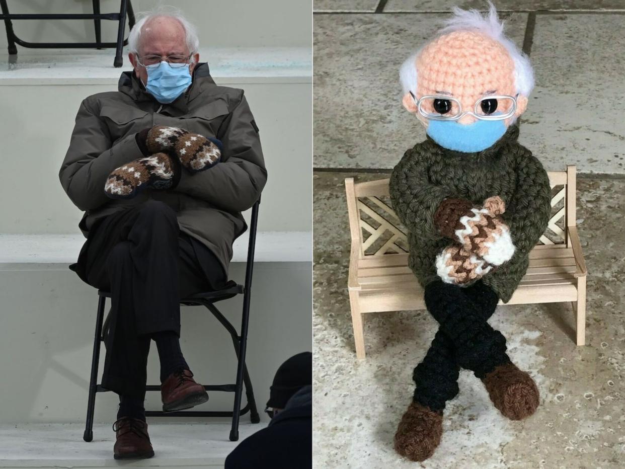 bernie sanders crochet doll auction