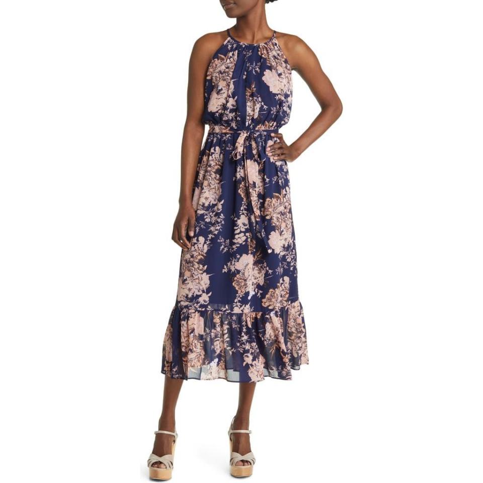 19) Floral Print Halter Dress