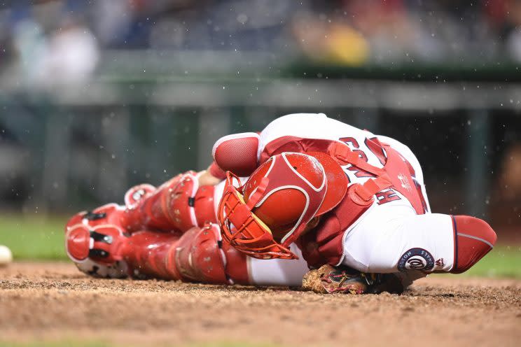 Wilson Ramos' injury comes at the worst possible time for Washington. (Getty Images/Mitchell Layton)