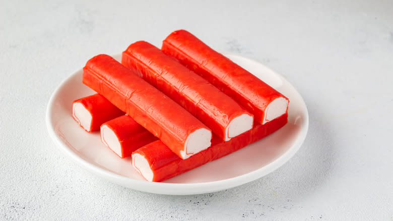 imitation crab sticks on plate