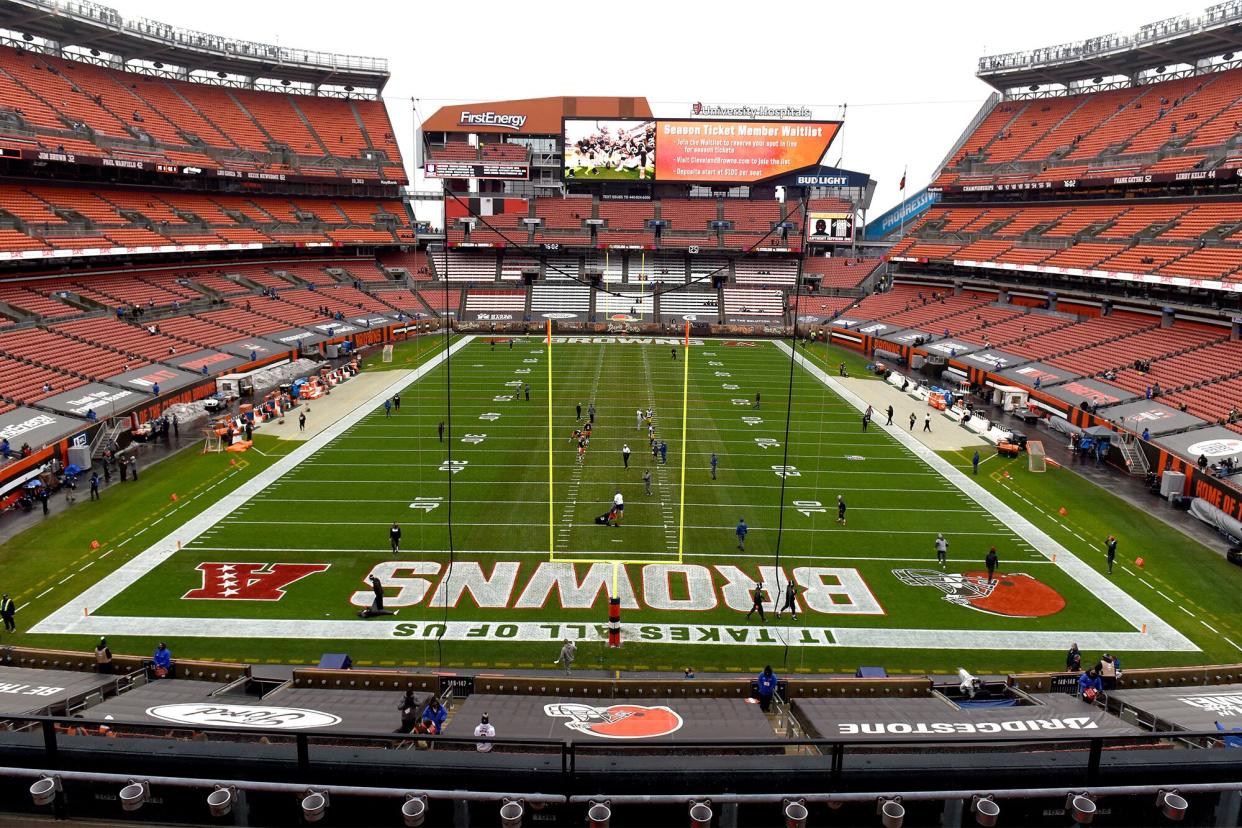 A general view of FirstEnergy Stadium before the game between the Cleveland Browns and the Pittsburgh Steelers on January 03, 2021 in Cleveland, Ohio.