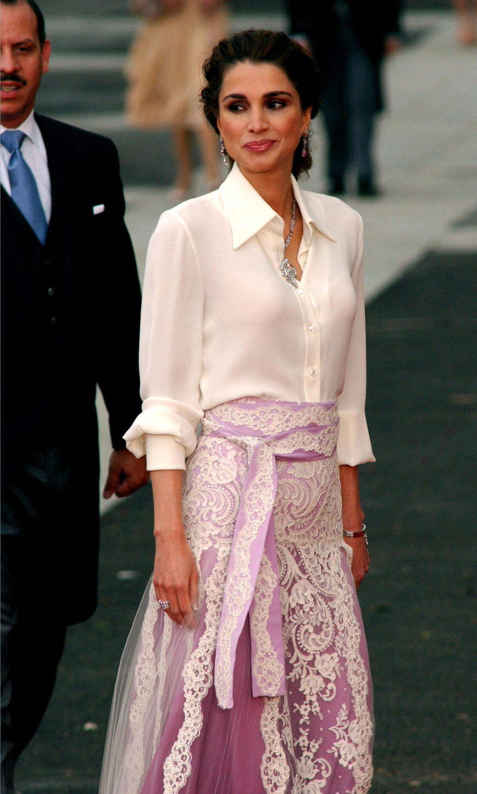 Queen Rania of Jordan during Royal Wedding Between Prince Felipe of Spain and Letiza Ortiz at Alumudena Cathedral in Madrid, Spain. (Photo by Lalo Yasky/WireImage)