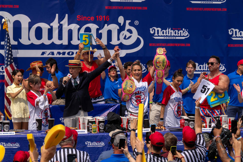 Miki Sudo wins the 2024 women’s title with a record-breaking 51 hotdogs at Nathan’s Annual Hot Dog Eating Contest