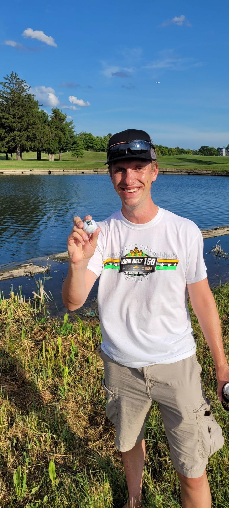 The infield of the Indianapolis Motor Speedway has four holes of a golf course designed by legendary golf course architect Pete Dye. Jason Strickland and I found golf balls in a water hazard during a trip to the speedway on Fri. Aug. 13, 2021.