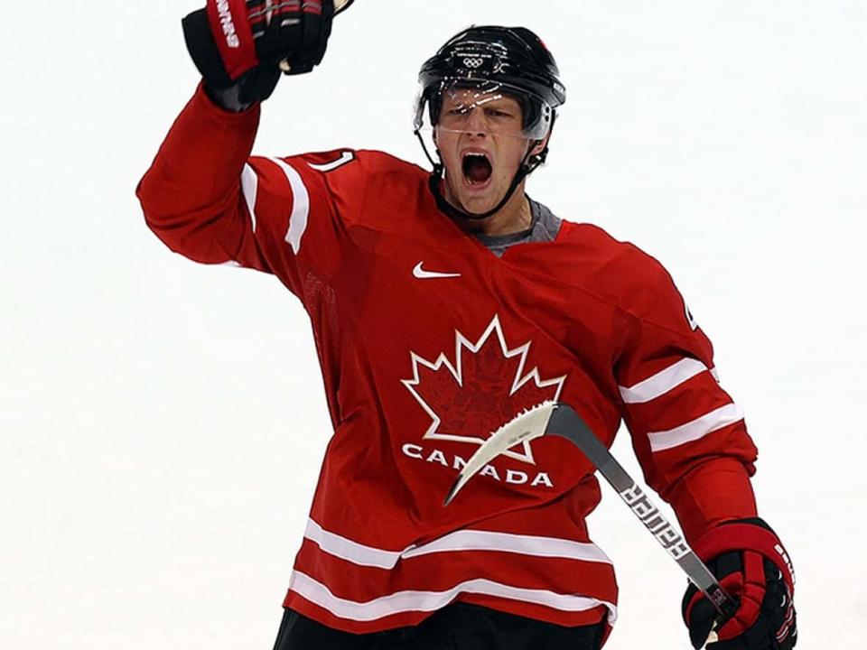 Eric Staal, pictured celebrating his lone goal in the 2010 Olympic hockey tournament in Vancouver, leads a group of non-NHL players into the Winter Games next month in Beijing. (Alex Livesey/Getty Images/File - image credit)