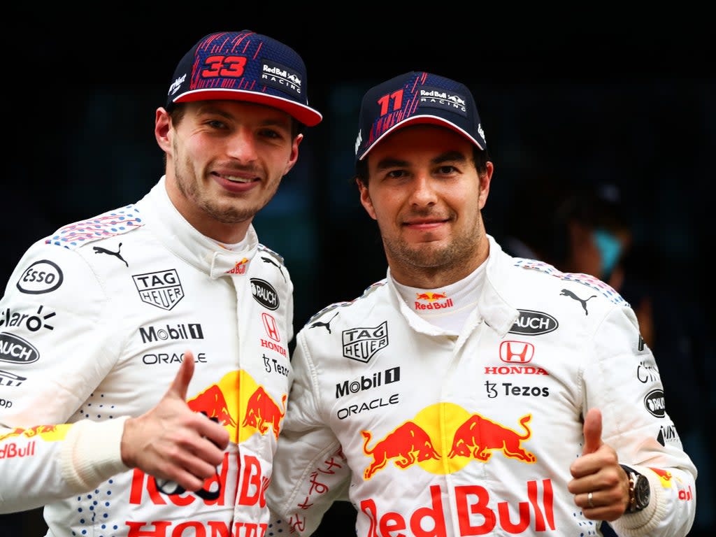 Red Bull teammates Max Verstappen (left) and Sergio Perez (Getty Images)