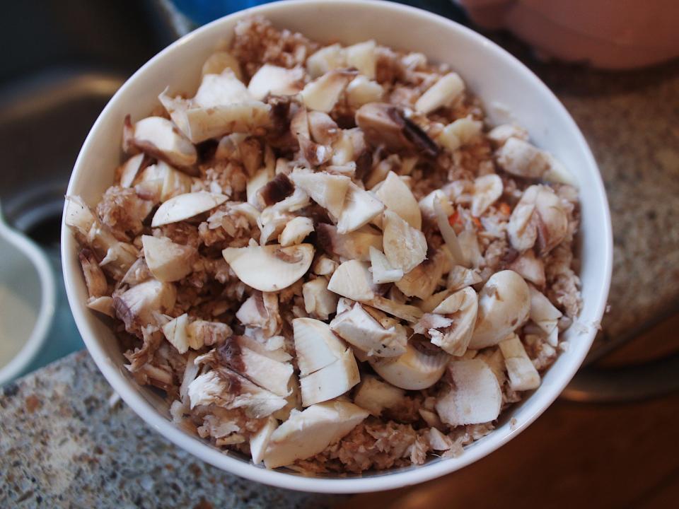 chopped vegetables in a small bowl