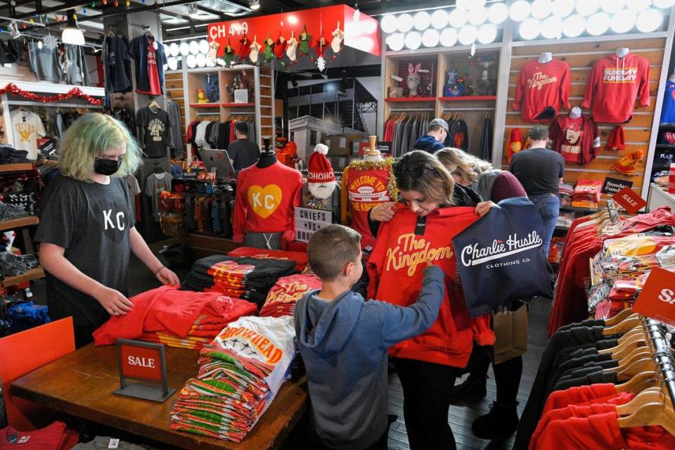 Charlie Hustle’s Country Club Plaza store sells Kansas City Chiefs gear and more.