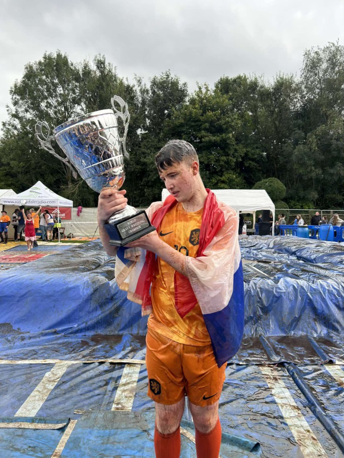 George Young emerged victorious at the World Gravy Wrestling Championships (George Young/PA)