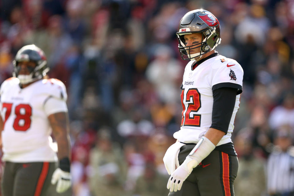 Tom Brady and the Buccaneers will look to rebound from a second straight loss. (Photo by Rob Carr/Getty Images)