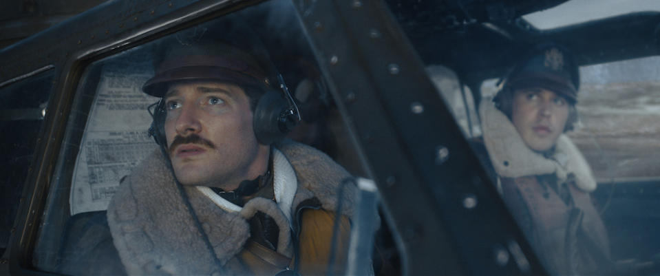 Sawyer Spielberg in "Masters of the Air" sitting in the cockpit next to Austin Butler