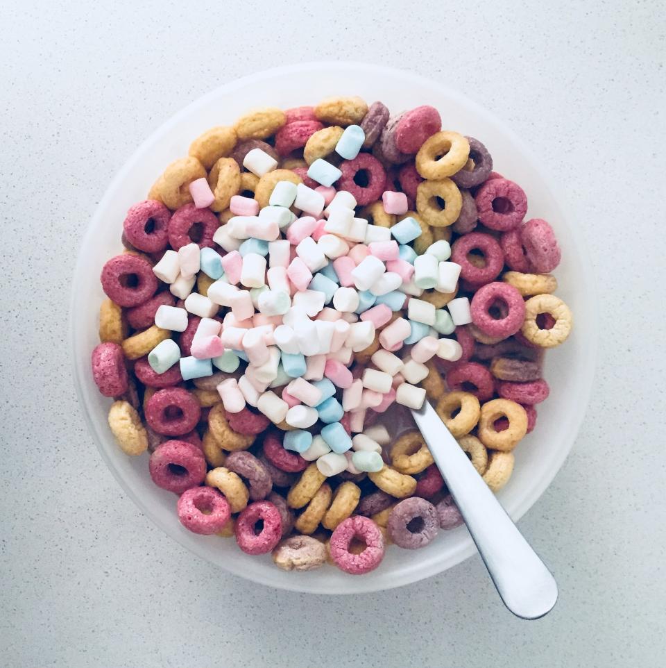 Fruity cereal with marshmallows.