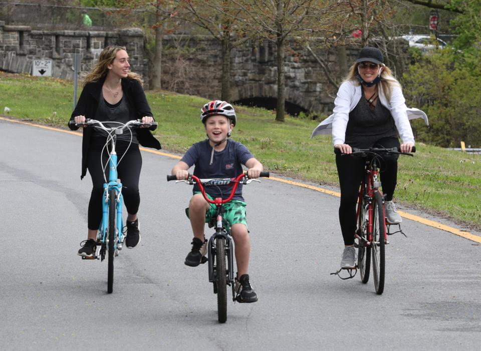 Riders enjoy a 2020 ride on the Bronx River Parkway during Bicycle Sundays.