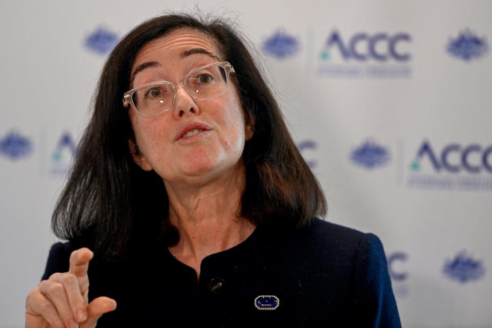 Australian Competition and Consumer Commission Chair Gina Cass-Gottlieb speaks to media (AAP Image)