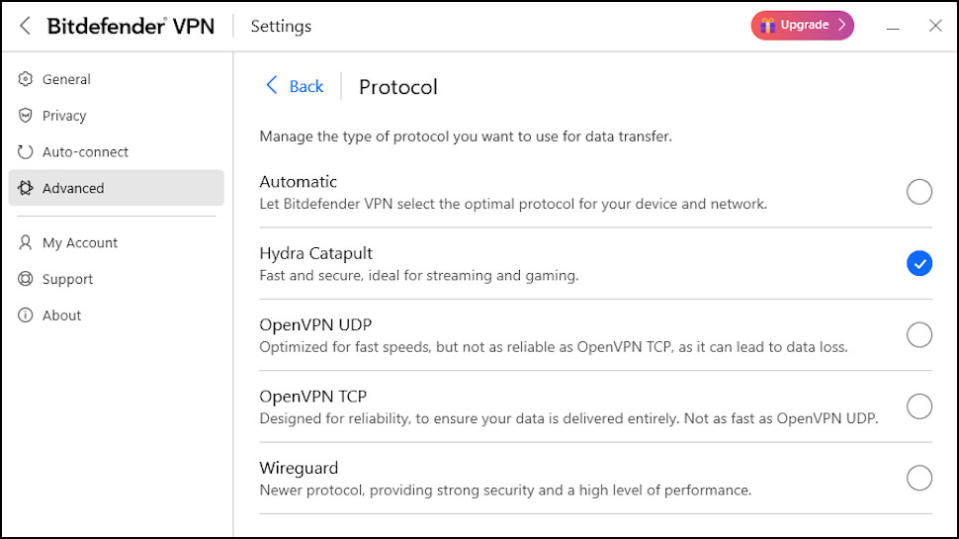 VPN protocol settings