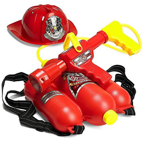 13) Fireman Backpack Water Shooter and Blaster with Fire Hat