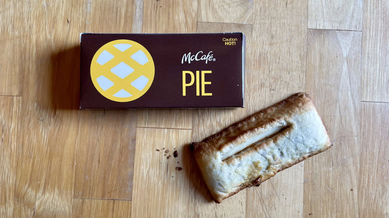 pie and box on butcherblock