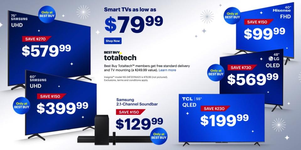 Featured TV deals in Best Buy's Black Friday 2022 ad.