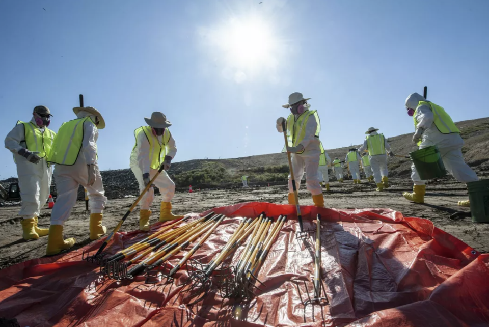 The FBI released this photo of crews collecting rakes to dig through a landfill in their search for Quinton Simon (FBI)