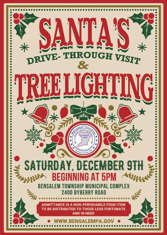 Bensalem Township Santa's Drive-Through Visit & Tree Lighting - Dec.9, 2023